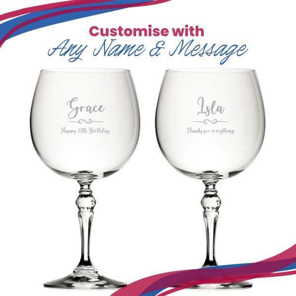 Engraved Crystal Gin and Tonic Glass with Flourish Design, Personalise with Any Name and Message - Image 5