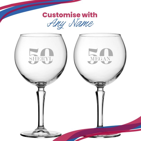 Engraved Hudson Gin Balloon Cocktail Glass with Name in 50 Design - Image 5
