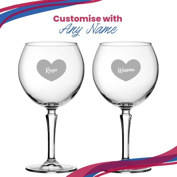 Engraved Hudson Gin Balloon Cocktail Glass with Name in Heart Design, Personalise with Any Name - Image 5