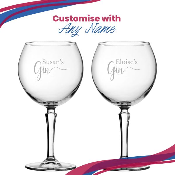 Engraved Hudson Gin Balloon Cocktail Glass with Name's Gin Design, Personalise with Any Name - Image 5