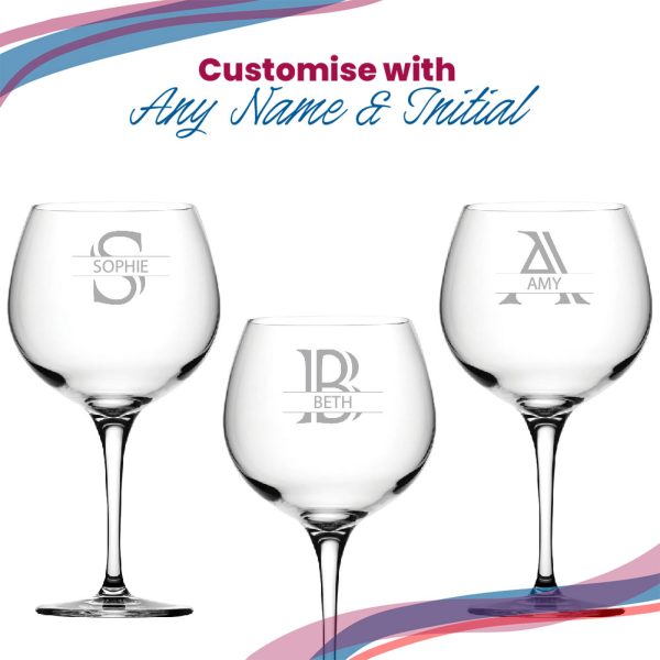 Engraved Primeur Gin Glass, Initial and Name, 680ml, Striped Font - Image 5