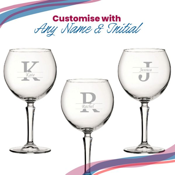 Engraved Hudson Gin Glass, Initial and Name, 650ml, Classic Font - Image 5