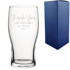 Engraved Pint Glass with Thank You for Everything Design