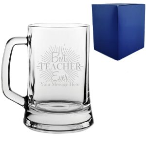 Engraved Teacher Gift Beer Mug Stein with Best Teacher Ever Design