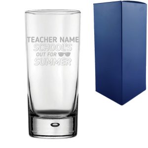 Engraved Teacher Hiball Glass with School's Out For Summer Design