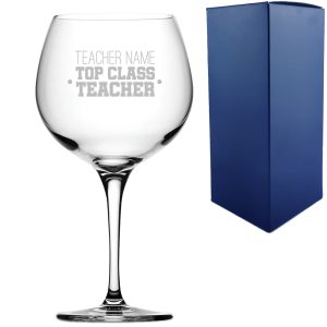Engraved Gin Cocktail Glass with Top Class Teacher Design