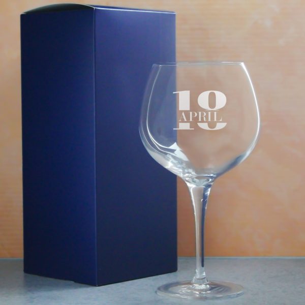 Engraved Primeur Gin Balloon Cocktail Glass with Name in 18 Design