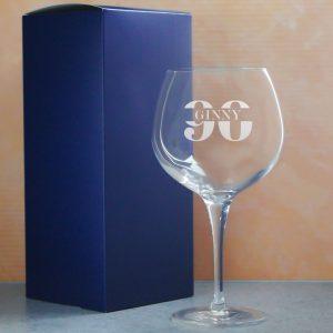 Engraved Primeur Gin Balloon Cocktail Glass with Name in 90 Design