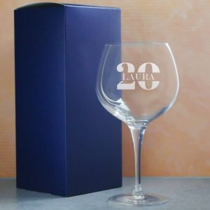 Engraved Primeur Gin Balloon Cocktail Glass with Name in 20 Design