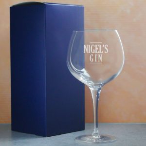 Engraved Primeur Gin Balloon Cocktail Glass with Name's Gin Serif Design, Personalise with Any Name