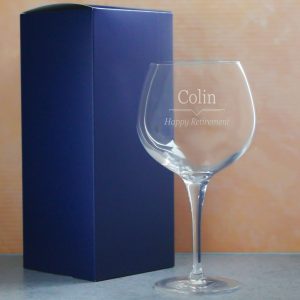 Engraved Primeur Gin Balloon Glass with Line Break Design, Personalise with Any Name and Message