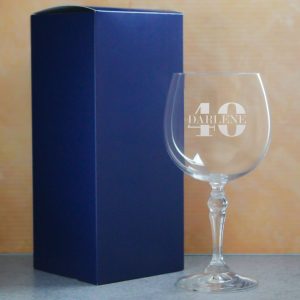Engraved Crystal Gin and Tonic Cocktail Glass with Name in 40 Design