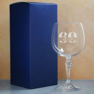 Engraved Crystal Gin and Tonic Cocktail Glass with Name in 60 Design