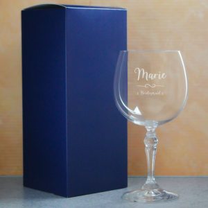 Engraved Crystal Gin and Tonic Glass with Flourish Design, Personalise with Any Name and Message