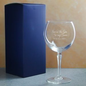 Engraved Hudson Gin Balloon with You're the Gin to My Tonic Design, Personalise with Any Message