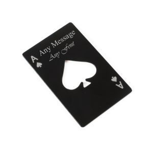 Engraved Steel Black Ace of Spades Bottle Opener Any Message