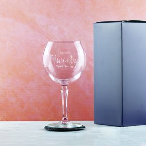 Engraved 20th Birthday Hudson Gin Glass, Years Young Delicate Font