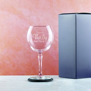 Engraved 30th Birthday Hudson Gin Glass, Years Young Delicate Font