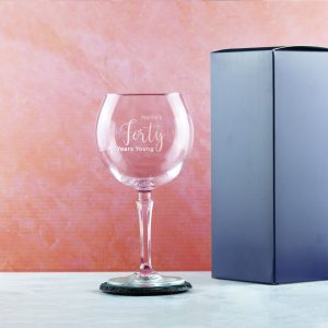 Engraved 40th Birthday Hudson Gin Glass, Years Young Delicate Font