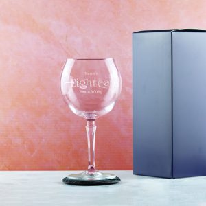 Engraved 18th Birthday Hudson Gin Glass, Years Young Sweeping Font