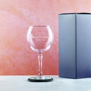 Engraved 100th Birthday Hudson Gin Glass, Years Young Handwritten