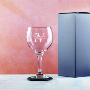 Engraved Cubata Gin Glass, Initial and Name, Italic Font