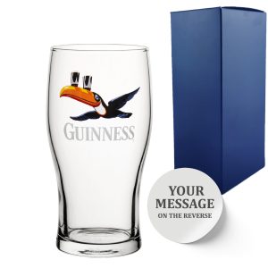 Official Toucan Guinness Pint Glass, Engraved with Any Message, Gift Boxed