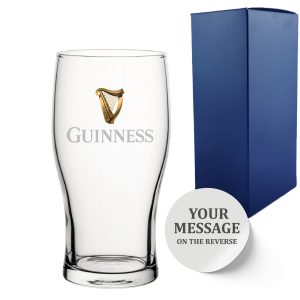 Official Classic Guinness Pint Glass, Engraved with Any Message, Gift Boxed