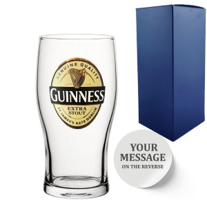 Official Extra Stout Guinness Pint Glass, Engraved with Any Message, Gift Boxed