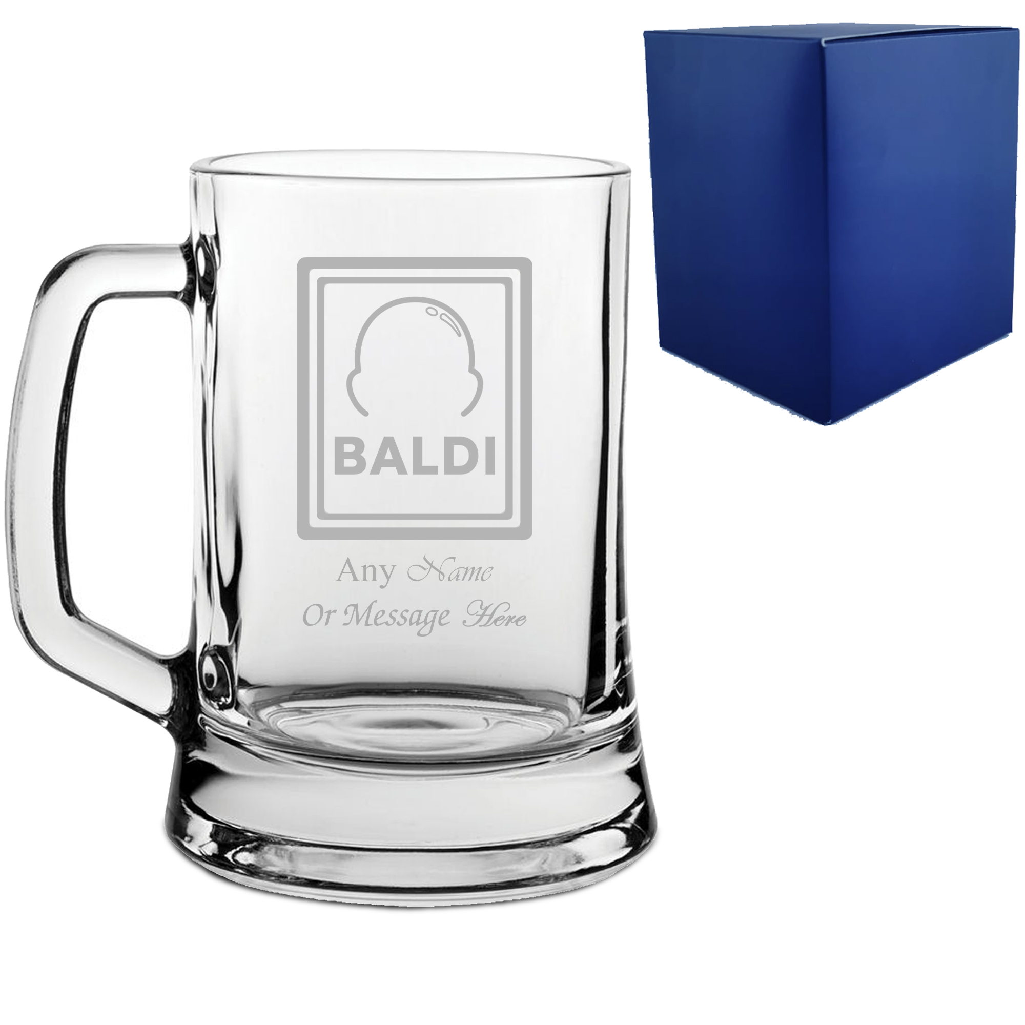 Engraved Beer Tankard with Baldi Design, Add a Personalised Message to the Reverse - Image 2