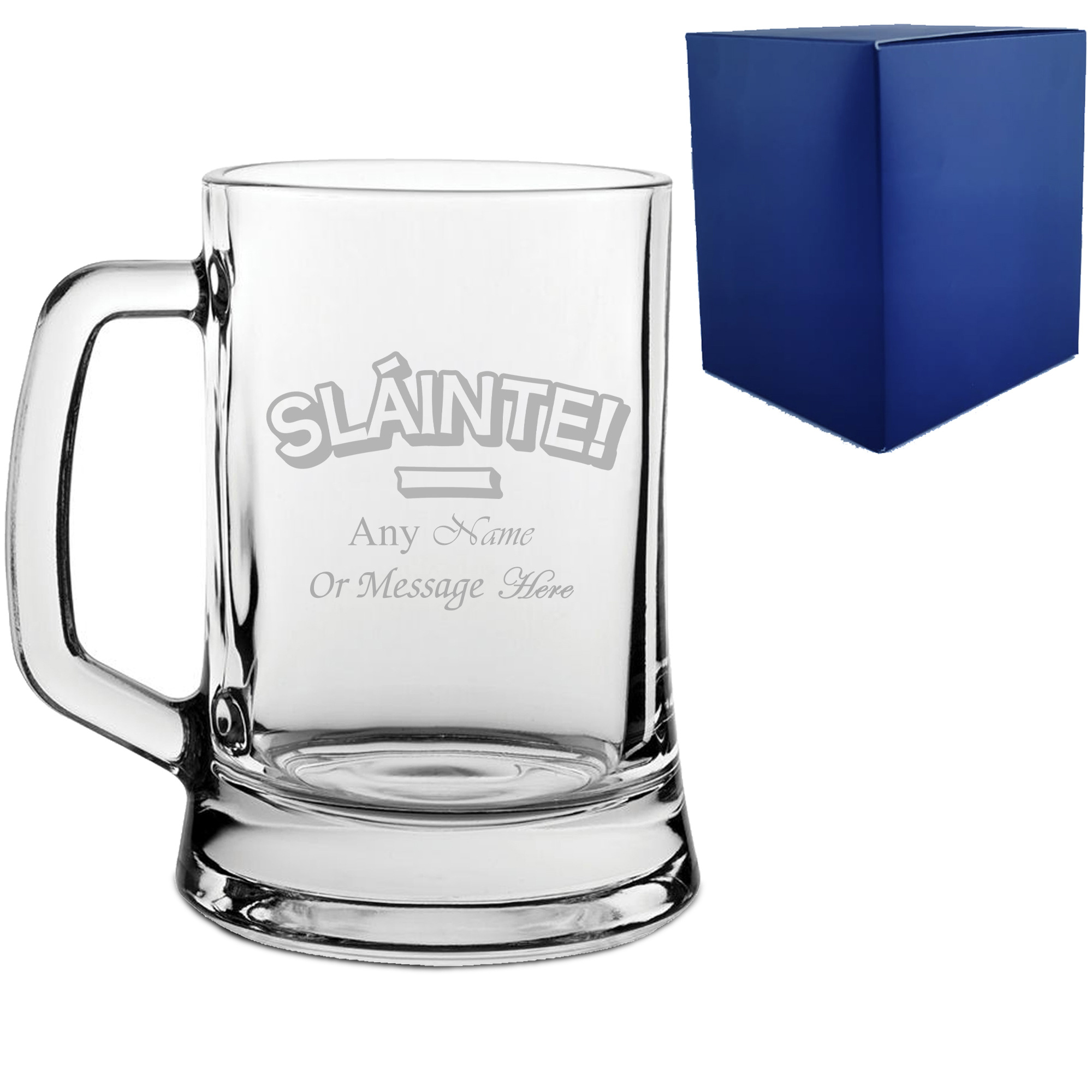 Engraved Beer Tankard with Slainte Design, Add a Personalised Message to the Reverse - Image 2