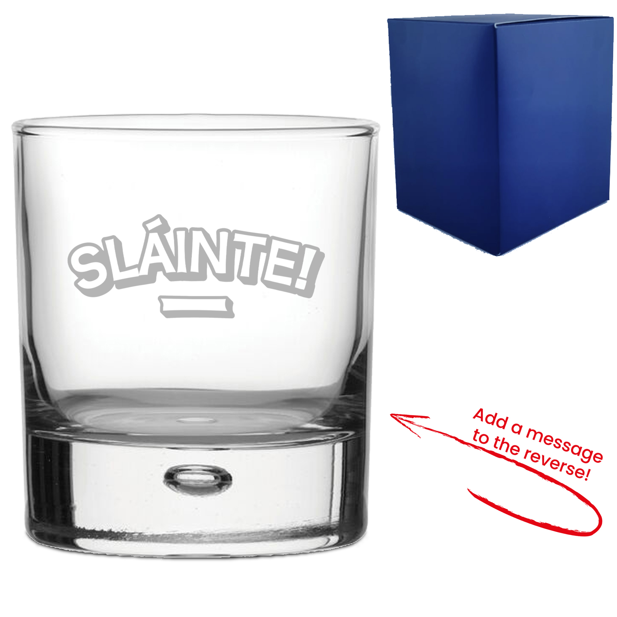 Engraved Whisky Glass with Slainte Design, Add a Personalised Message to the Reverse - Image 2