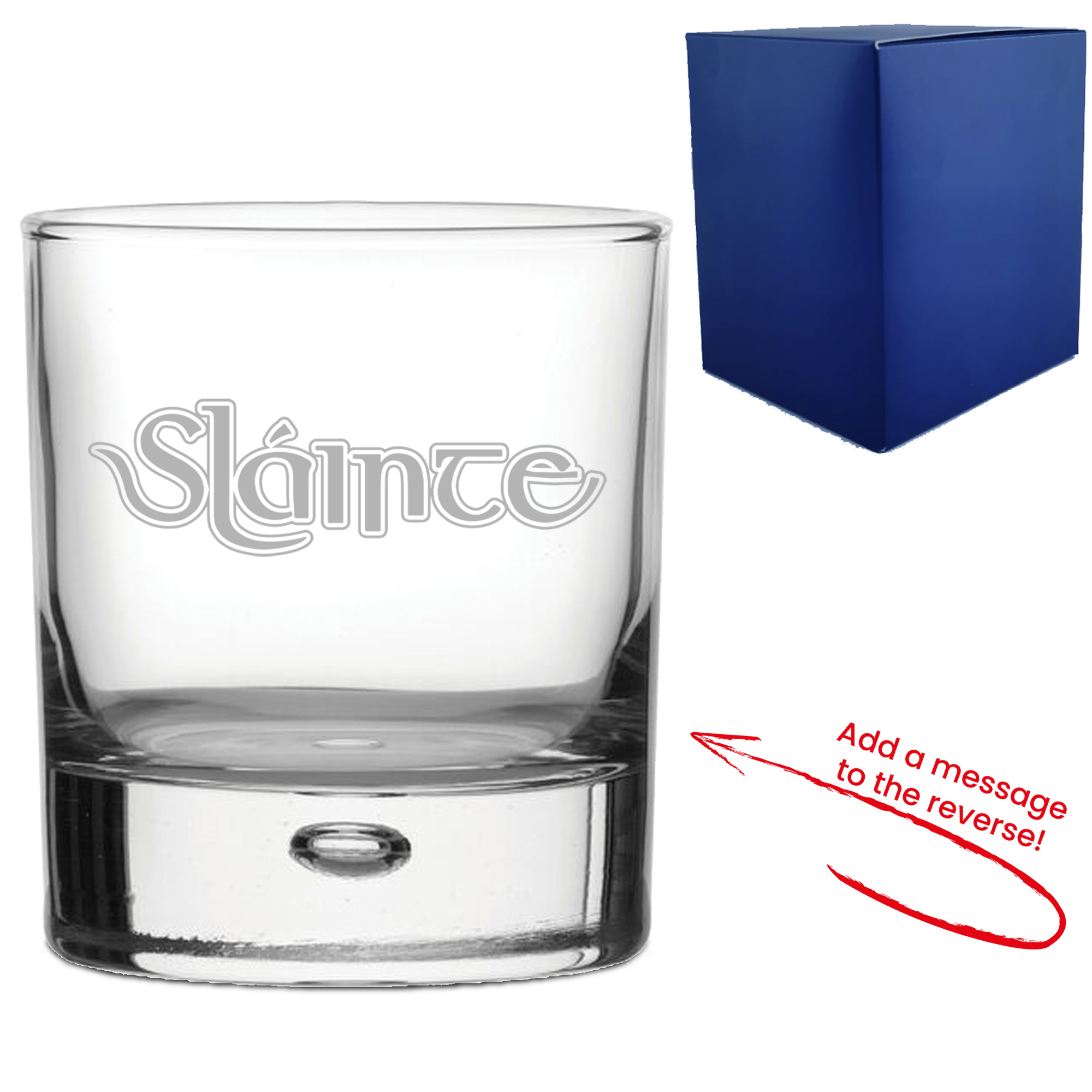 Engraved Whisky Glass with Slainte Celtic Design, Add a Personalised Message to the Reverse - Image 2