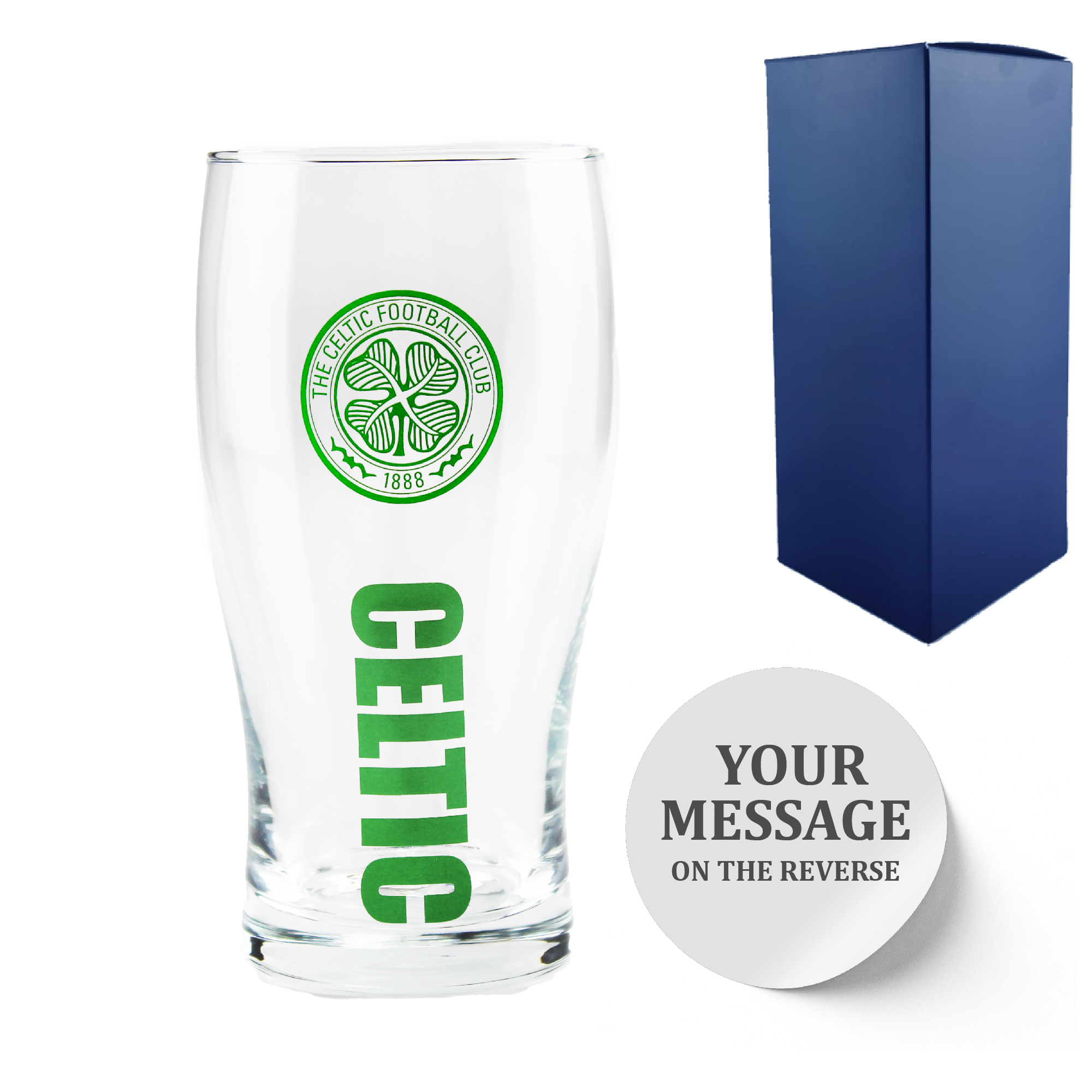 Engraved Celtic 20oz Tulip Pint Glass, Gift Boxed - Image 2
