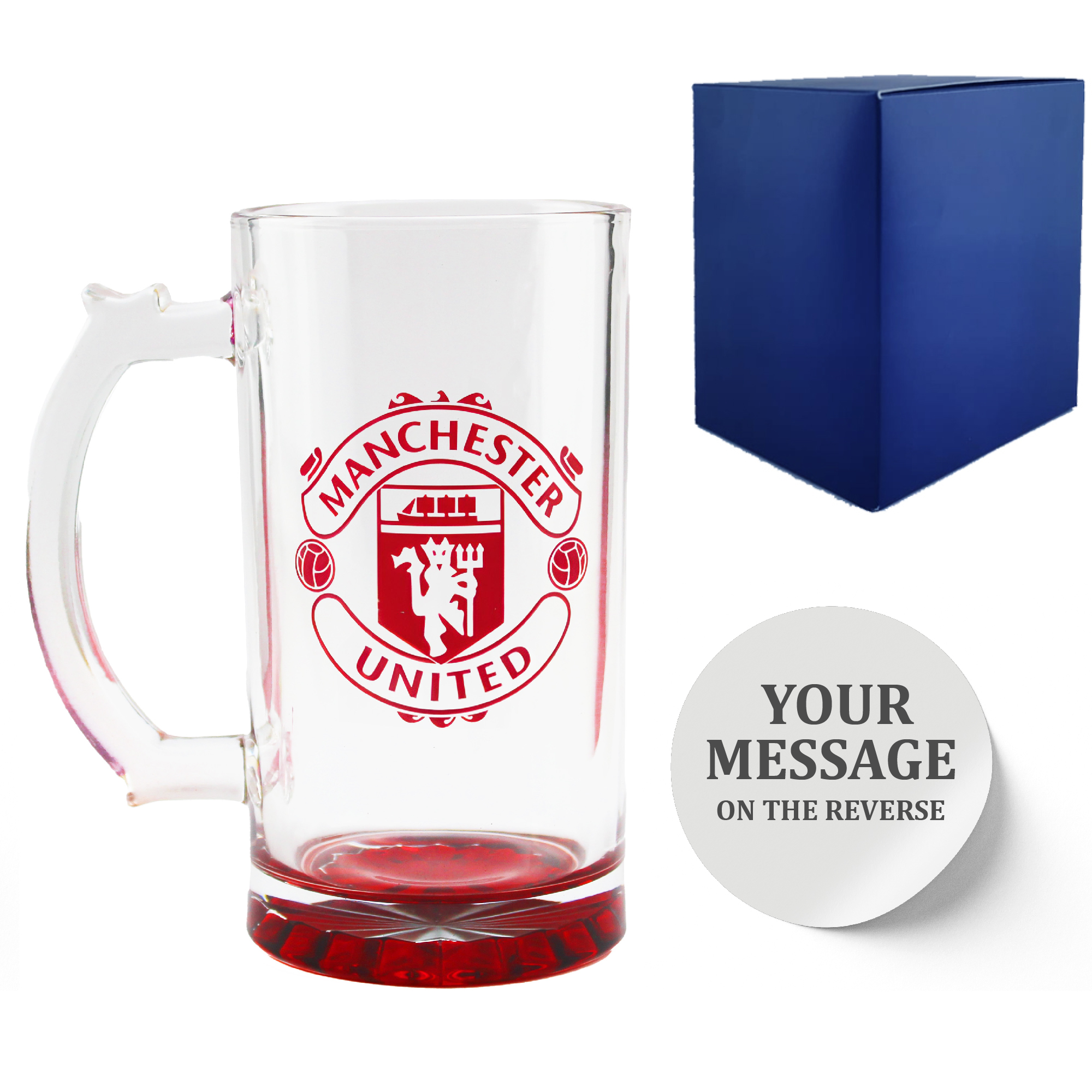 Engraved Official Manchester United 20oz Beer Mug, Gift Boxed - Image 2
