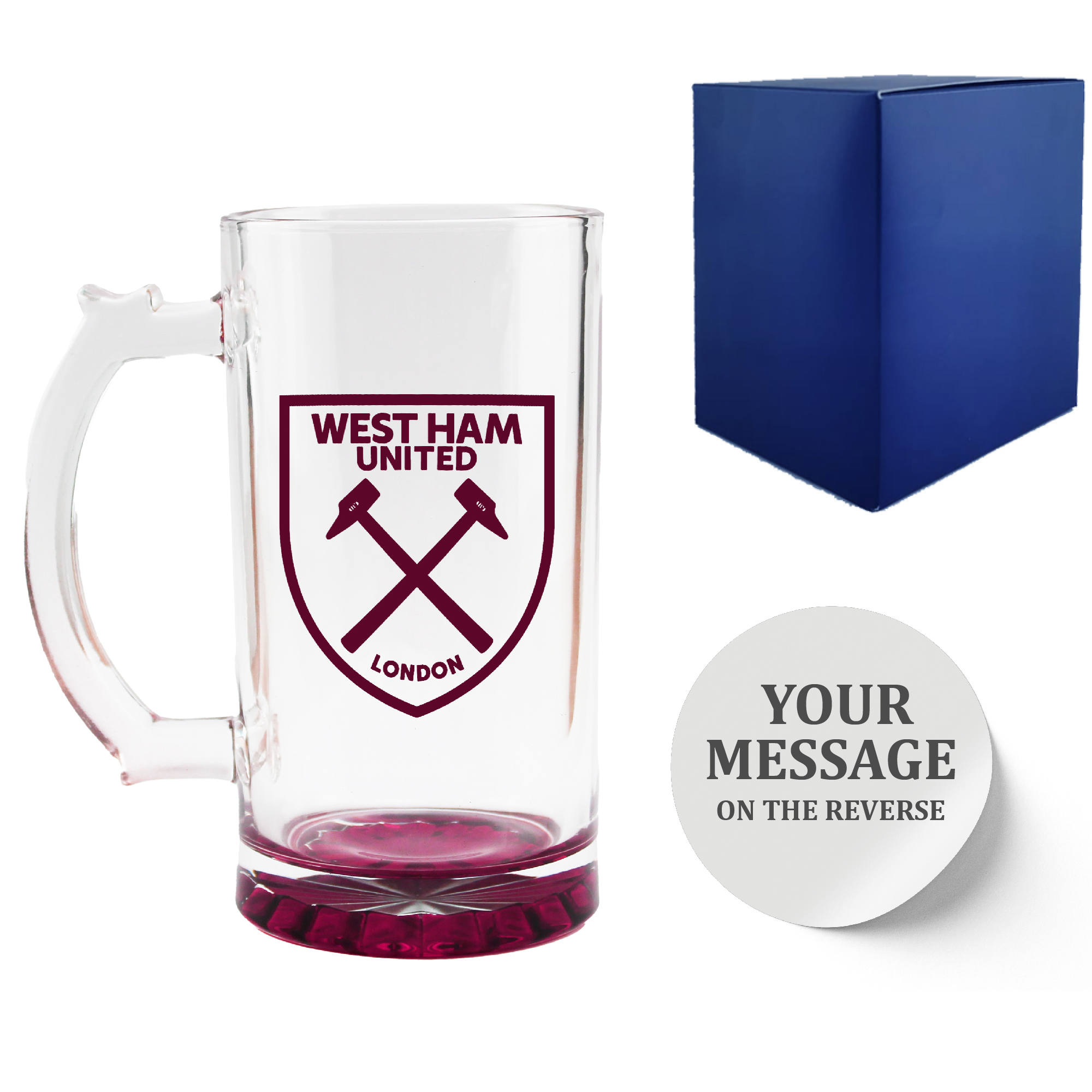 Engraved Official West Ham 20oz Beer Mug, Gift Boxed - Image 2