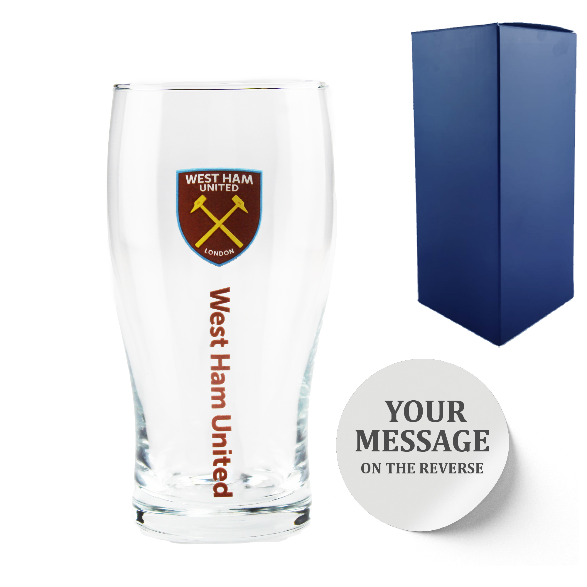 Engraved West Ham 20oz Tulip Pint Glass, Gift Boxed - Image 3