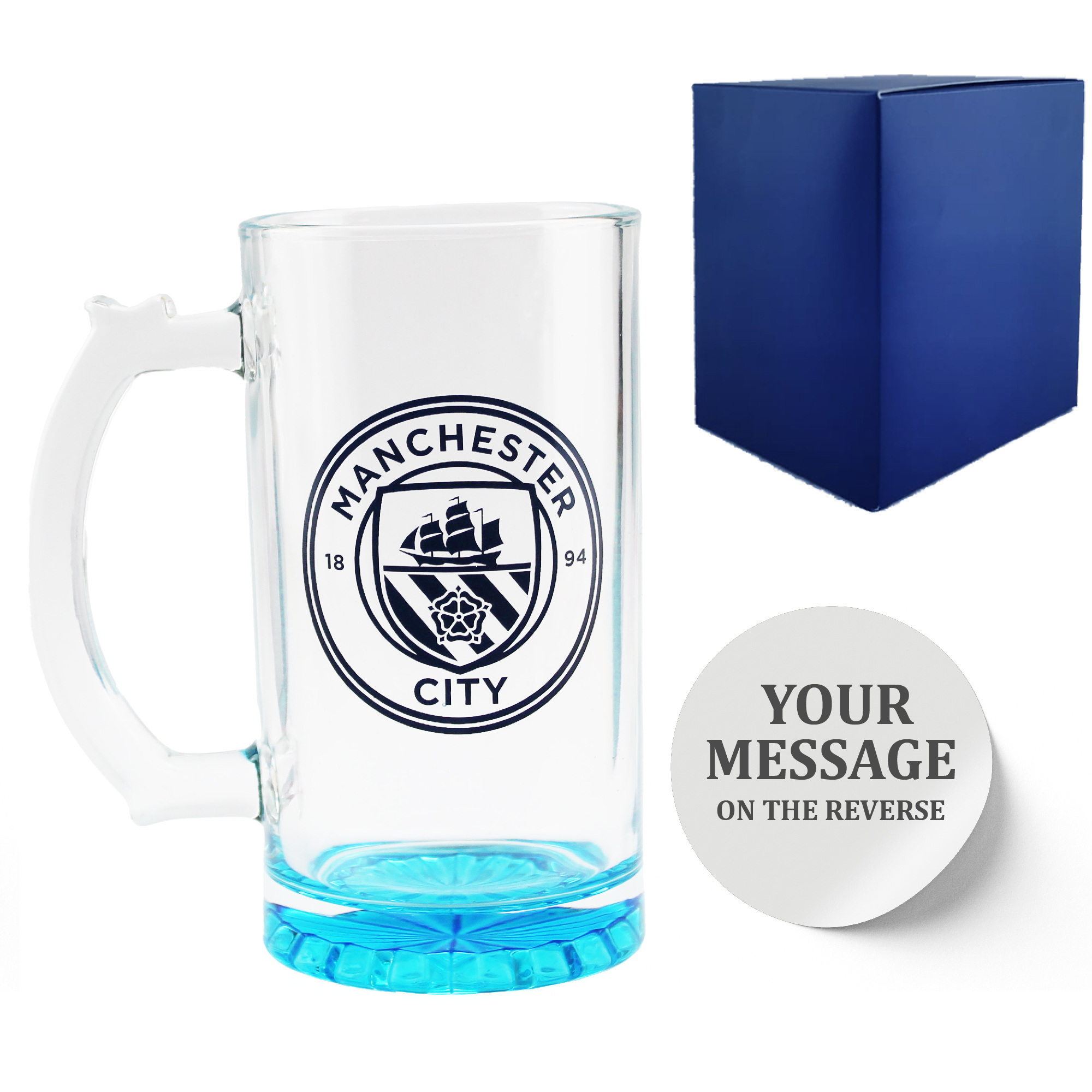 Engraved Official Manchester City 20oz Beer Mug, Gift Boxed - Image 3