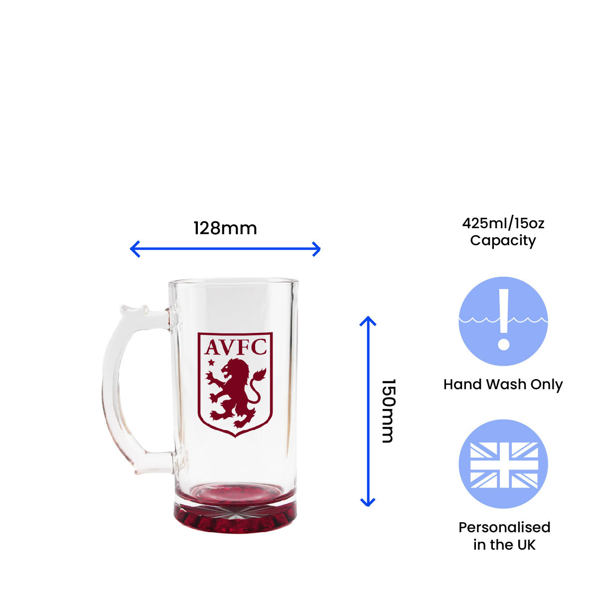 Engraved Official Aston Villa 20oz Beer Mug, Gift Boxed - Image 6