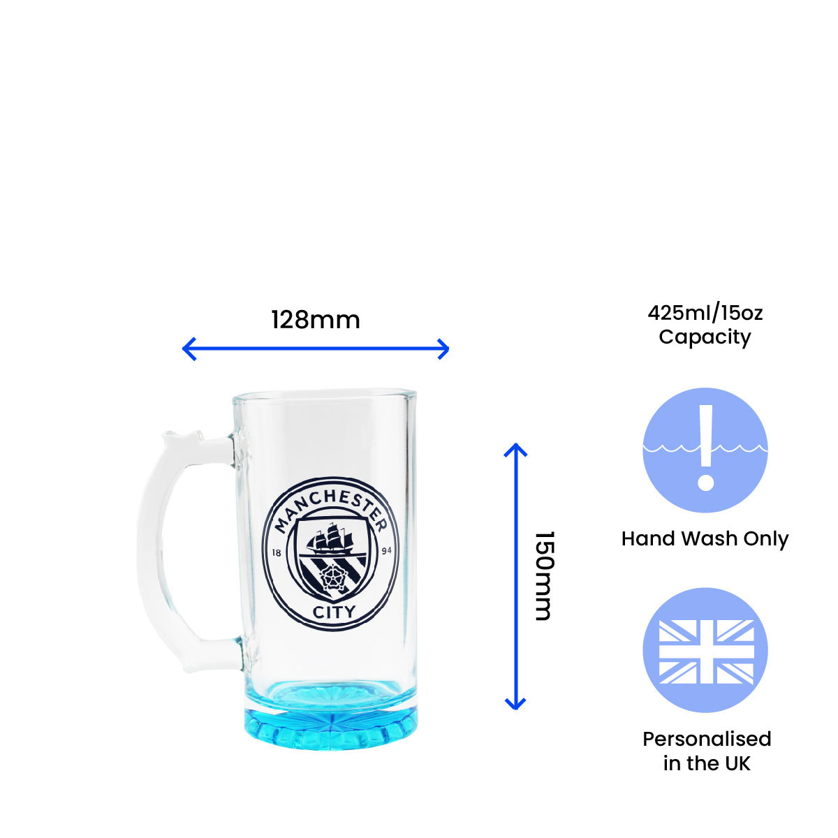 Engraved Official Manchester City 20oz Beer Mug, Gift Boxed - Image 6