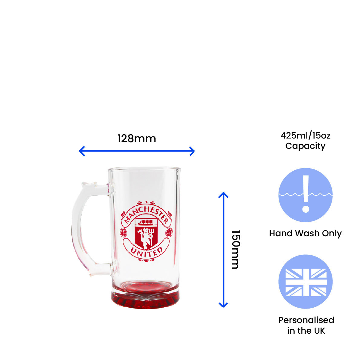 Engraved Official Manchester United 20oz Beer Mug, Gift Boxed - Image 6