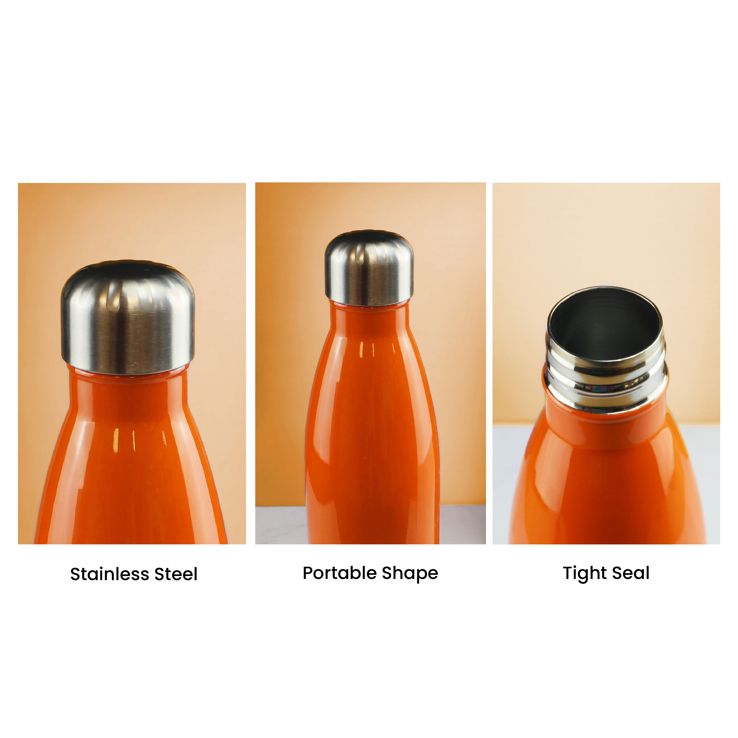 Printed Orange Thermal Bottle, Any Message, Stainless Steel 500ml/17oz - Image 7