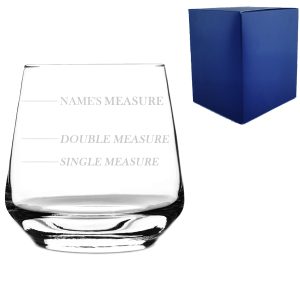 Personalised Engraved Tallo Whisky Glass with 'Name's Measure' Design, Customise with Any Name