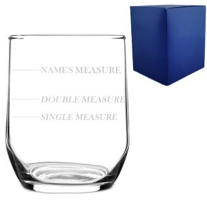 Personalised Engraved Sude Whisky Glass with 'Name's Measure' Design, Customise with Any Name