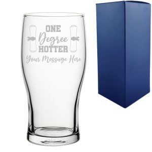 Personalised Engraved Graduation Pint Glass with 'One Degree Hotter' Design, Personalise with Any Name or Message