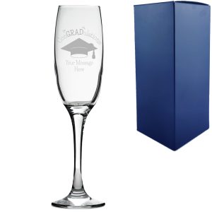 Personalised Engraved Graduation Champagne Flute with 'ConGRADulations' Design, Personalise with Any Name or Message