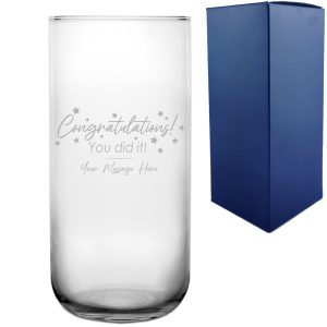 Personalised Engraved Vase with 'Congratulations You Did It' Design, Personalise with Any Name or Message