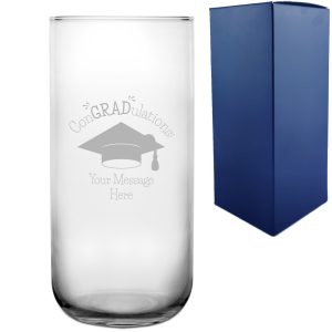 Personalised Engraved Graduation Vase with 'ConGRADulations' Design, Personalise with Any Name or Message