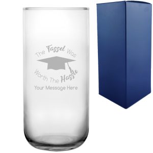 Personalised Engraved Graduation Vase with 'The Tassel was worth the Hassle' Design, Personalise with Any Name or Message