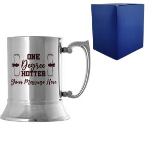 Personalised Engraved Graduation Steel Tankard with 'One Degree Hotter' Design, Personalise with Any Name or Message